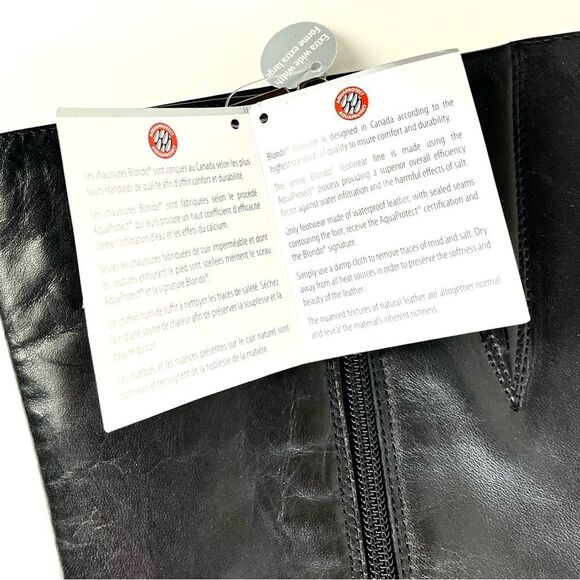 Blondo NWT Black Waterproof Leather & Natural Rubber Sole Riding Boots Sz 6.5WW - Picture 9 of 16